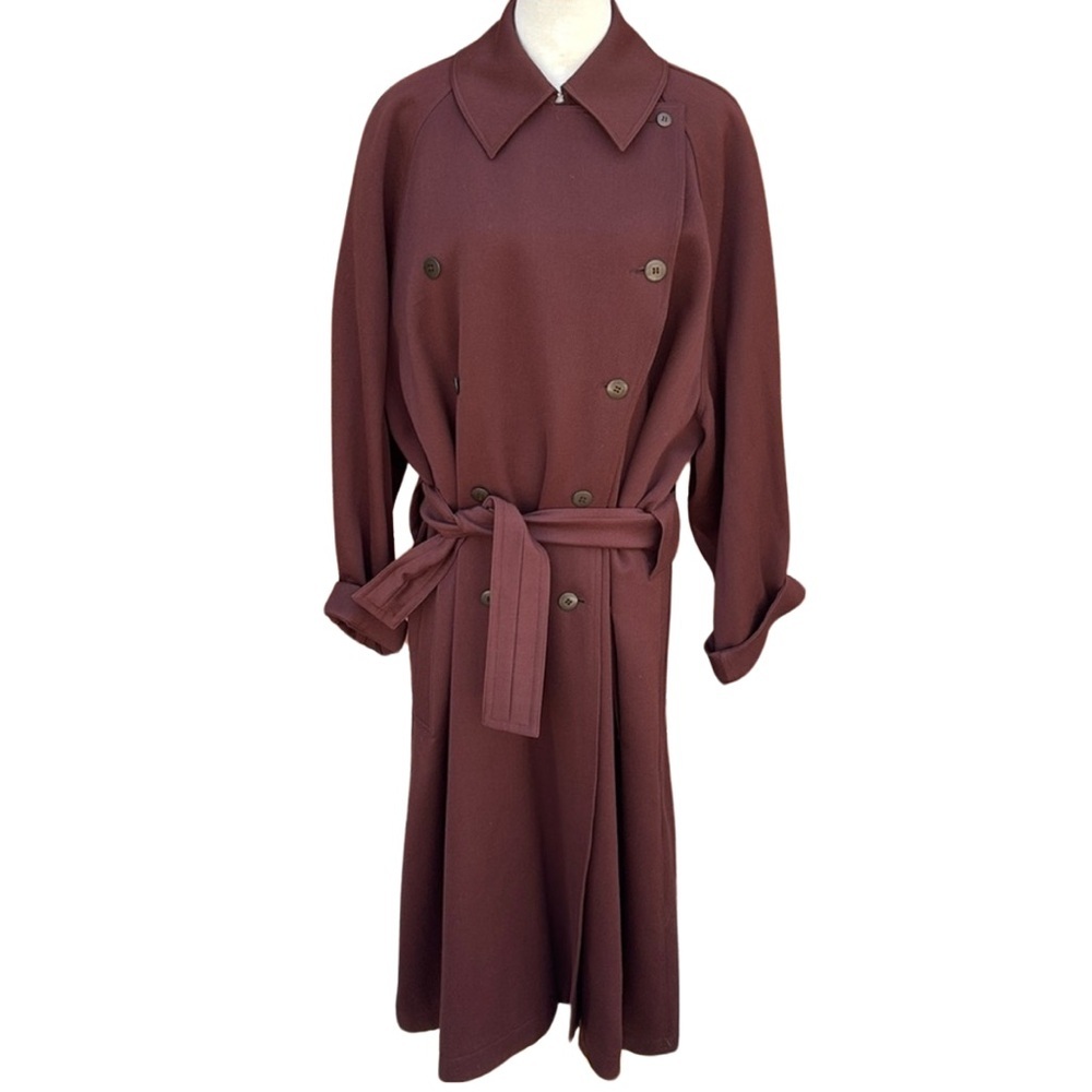 Azzedine Alaïa 1987 Rare Vintage Oversized Belted Wool Coat Brown/Purple - Picture 4 of 13
